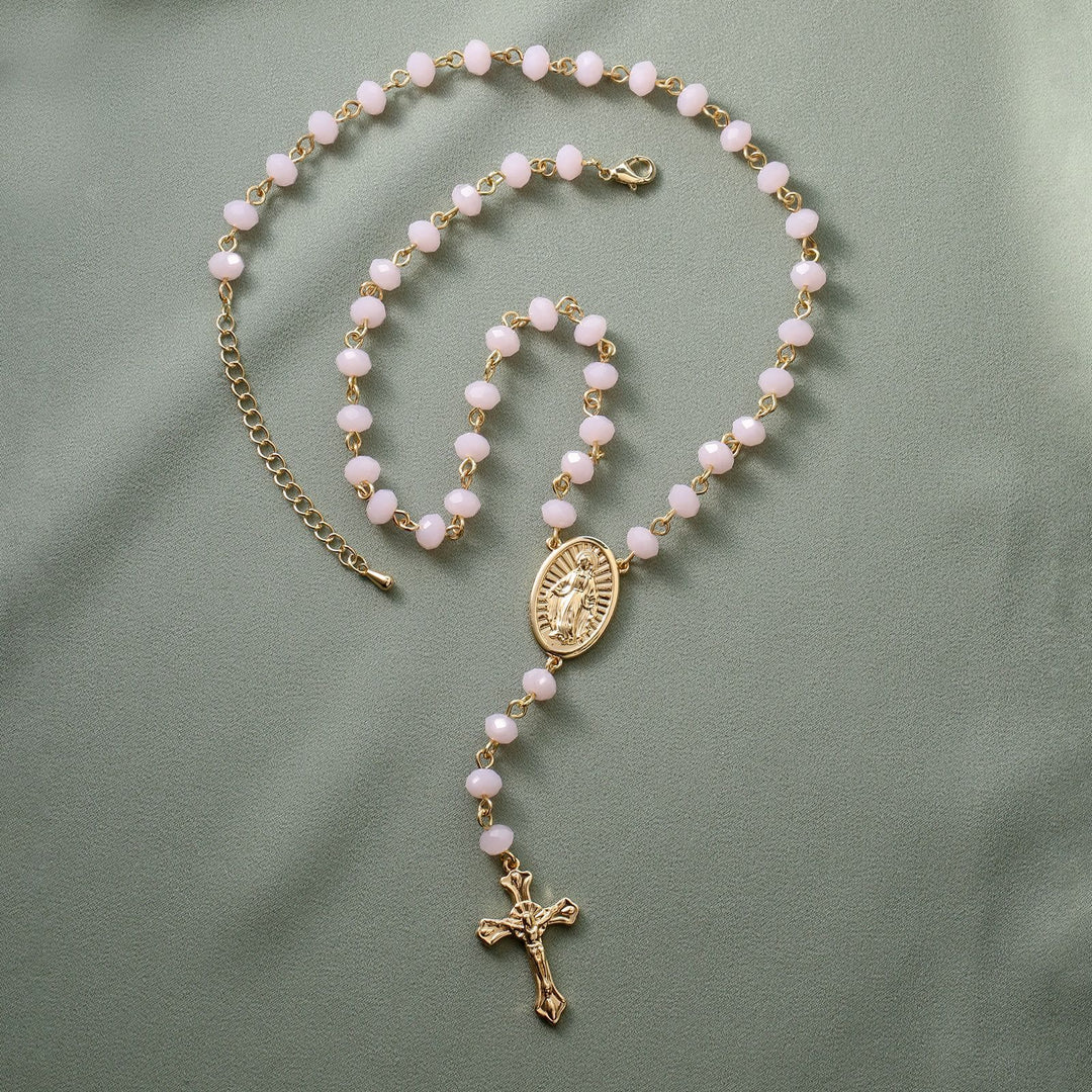 Christianartworkshop Collier avec pendentif médaille et crucifix de la Vierge Marie - Rose - image 15