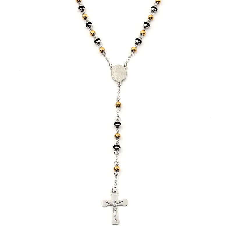 Chapelet pendentif croix en chaîne de perles en acier inoxydable - image 2