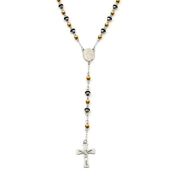 Chapelet pendentif croix en chaîne de perles en acier inoxydable - image 2
