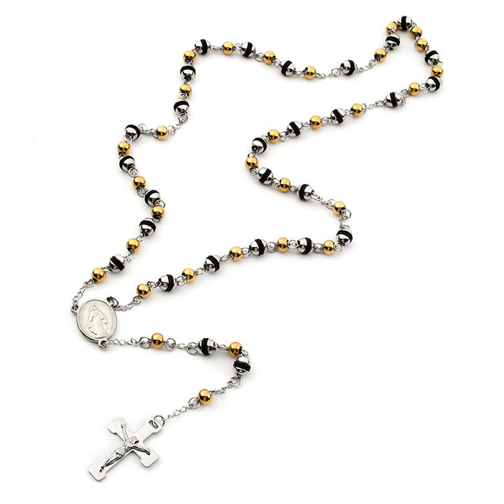 Chapelet pendentif croix en chaîne de perles en acier inoxydable - image 3