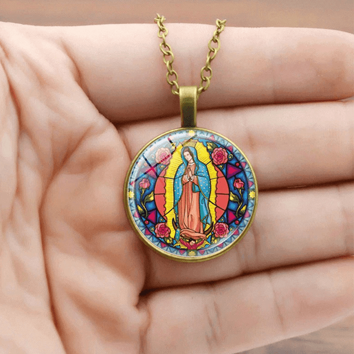 Christianartworkshop Ensemble de bijoux religieux en verre Sainte-Marie Notre-Dame - image 3
