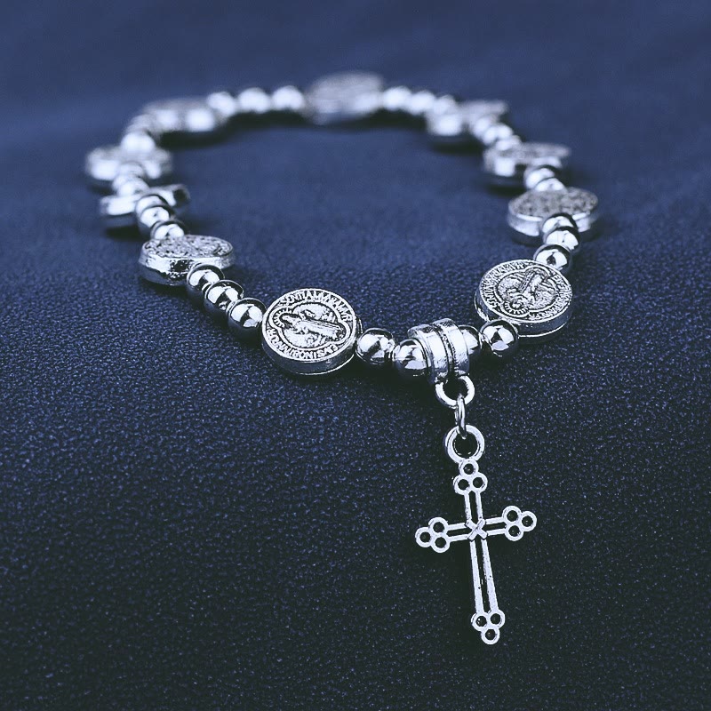 Bracelet pendentif croix en métal Christianartworkshop, thème Saint Benoît - image 1
