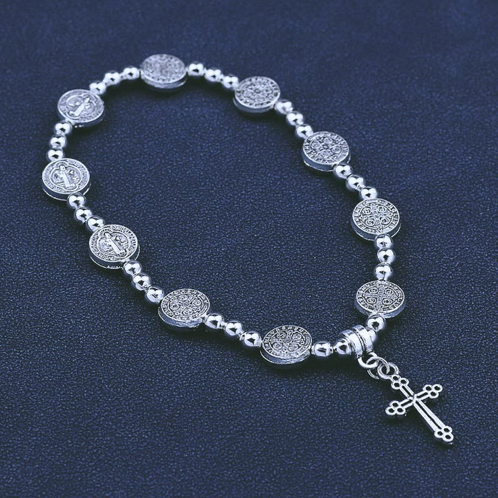 Bracelet pendentif croix en métal Christianartworkshop, thème Saint Benoît - image 4