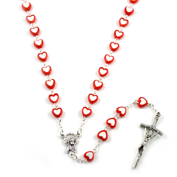 Chapelet en forme de cœur avec croix de Jésus colorée - image 2