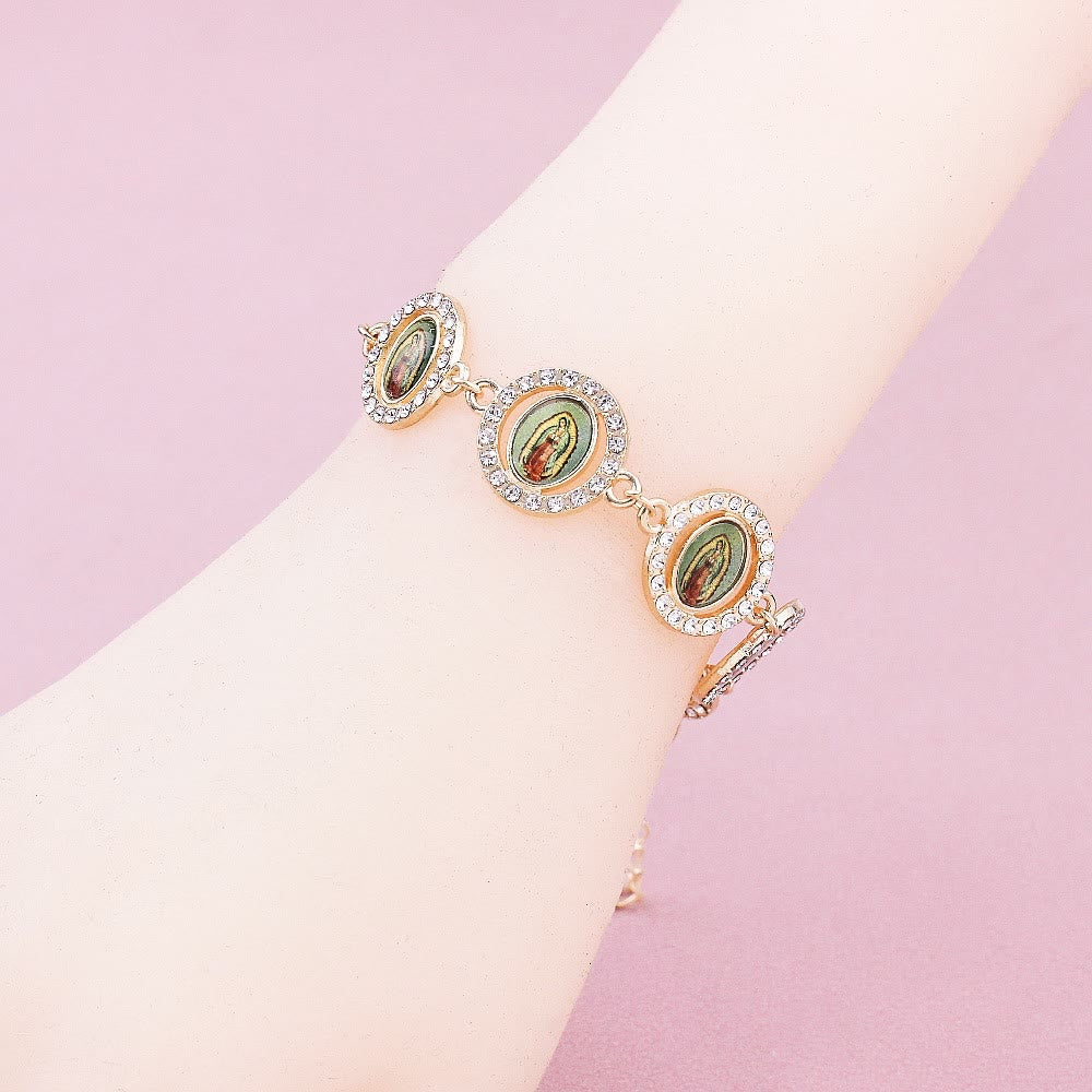 Bracelet de médailles rondes en zircon Notre-Dame de Guadalupe, atelier d'art chrétien - image 1