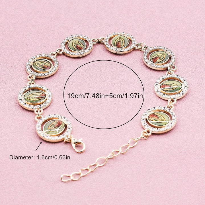 Bracelet de médailles rondes en zircon Notre-Dame de Guadalupe, atelier d'art chrétien - image 2
