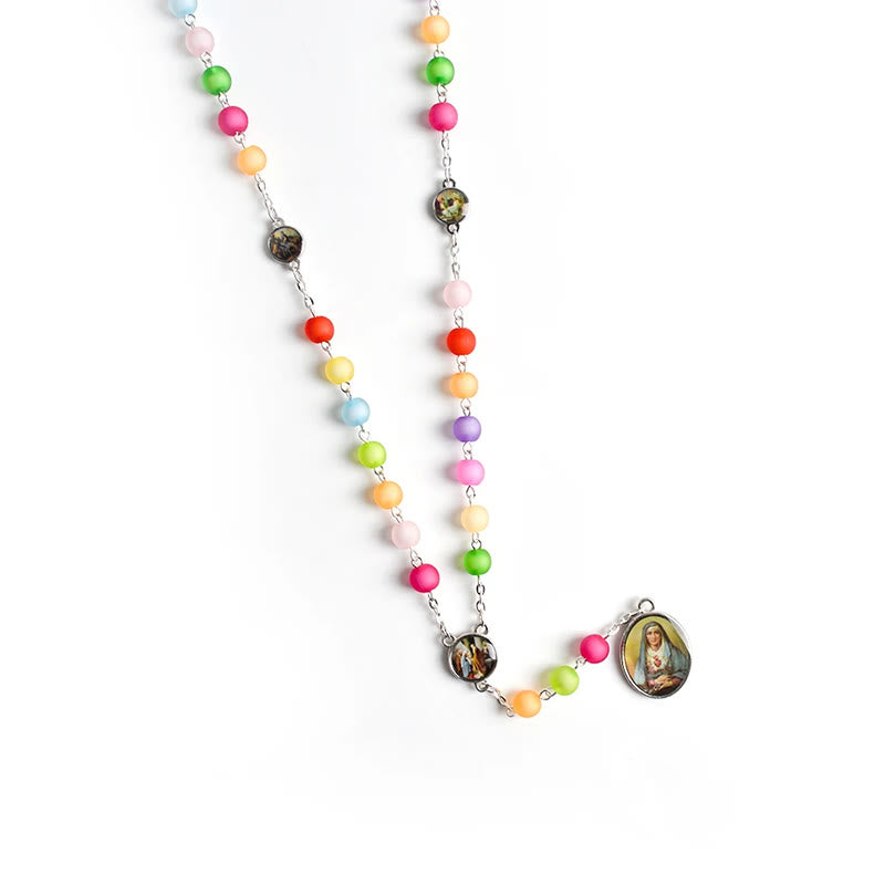 Médaille religieuse des Sept Douleurs, chapelet multicolore - image 3