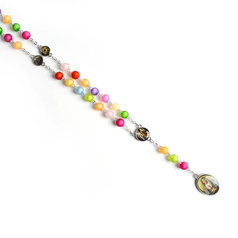 Médaille religieuse des Sept Douleurs, chapelet multicolore - image 4