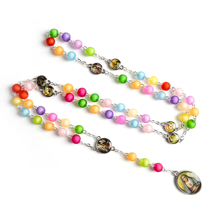 Médaille religieuse des Sept Douleurs, chapelet multicolore - image 1