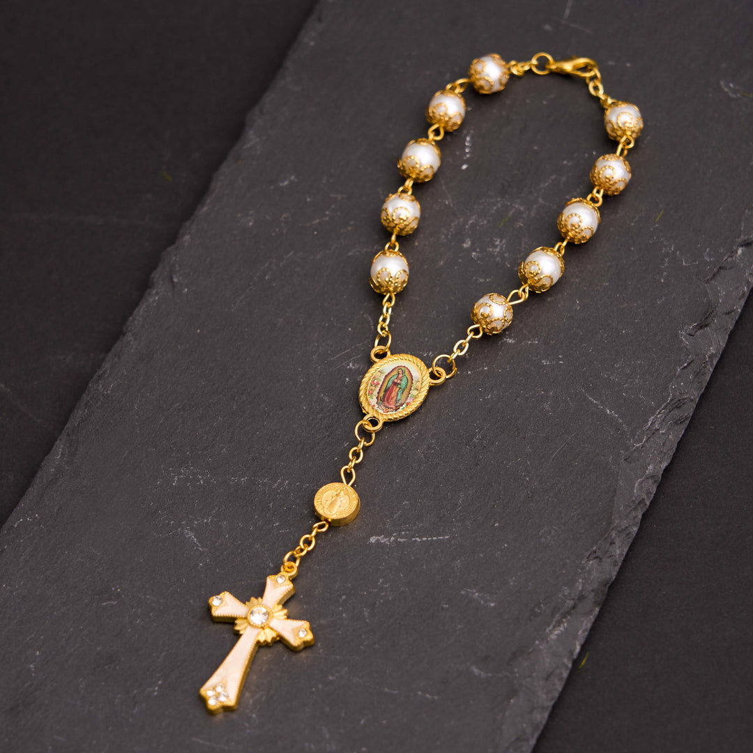 Bracelet chapelet gracieux et polyvalent Notre-Dame de Guadalupe - Doré - image 0
