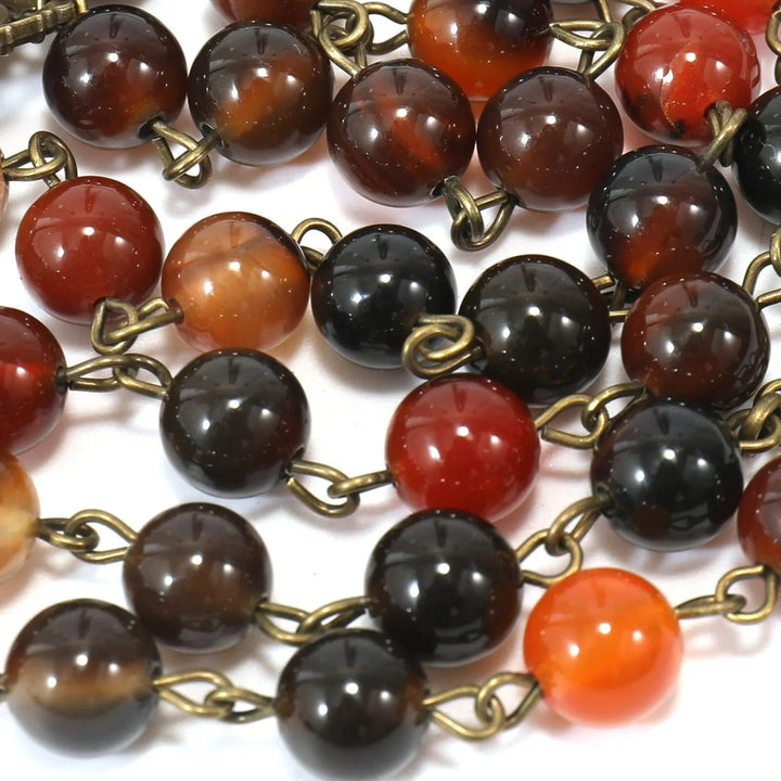 Chapelet rétro en pierre d'agate de la Vierge Marie et des Sept Douleurs - image 4