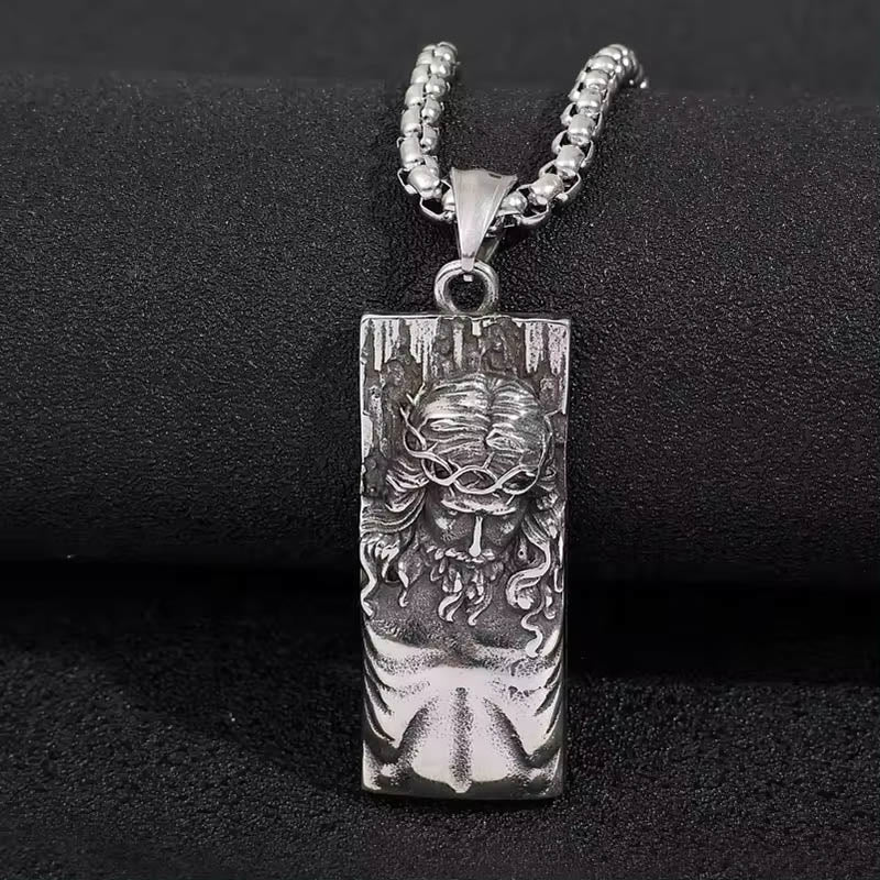 Christianartworkshop Collier religieux avec amulette bouclier de Jésus - Argent - image 0