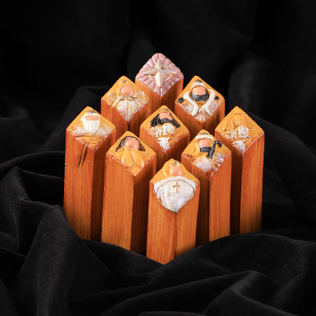 Christianartworkshop Ensemble de 9 statues de piliers de la Nativité du Ciel - Ensemble de 9 pièces - image 0