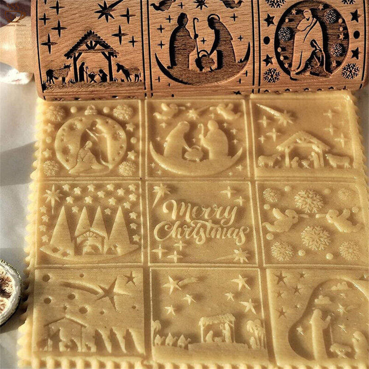 Rouleau à pâtisserie en bois de Noël - image 1