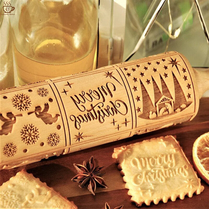 Rouleau à pâtisserie en bois de Noël - image 2