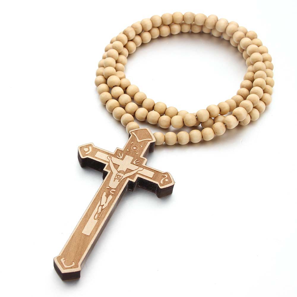 Christianartworkshop Collier en bois en forme de croix de Jésus - image 1