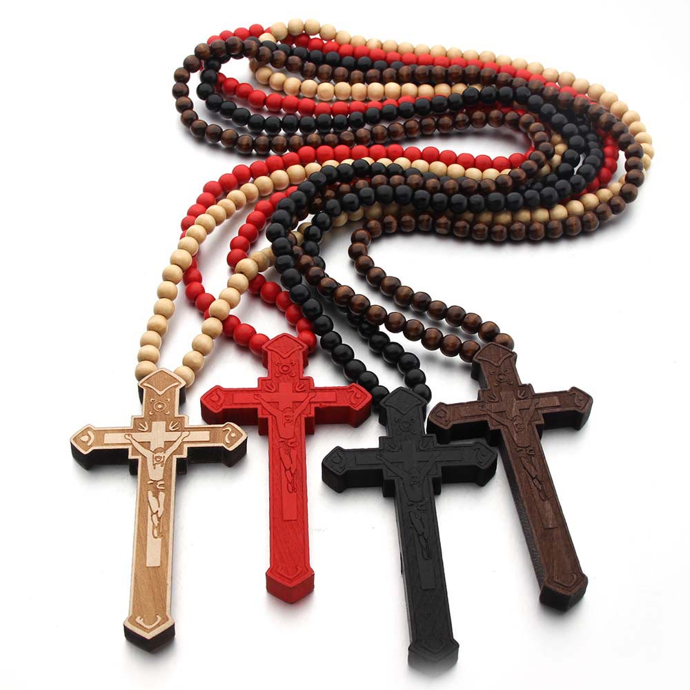 Christianartworkshop Collier en bois en forme de croix de Jésus - image 0