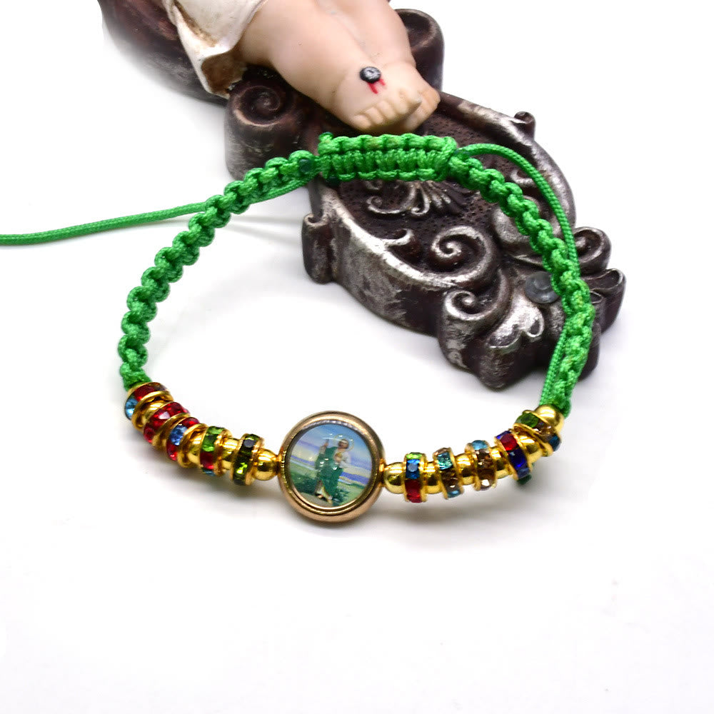 Bracelet ajustable en corde verte St. Jude de Christianartworkshop - image 1