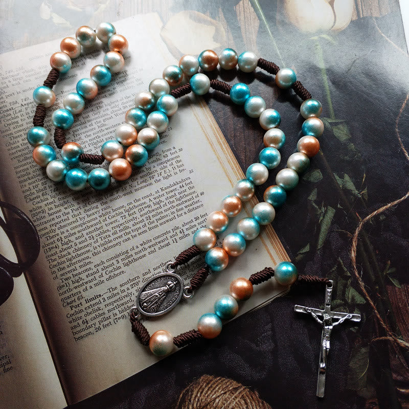 ChristianartworkshopChapelet multicolore avec médaille de Saint Christophe - image 1