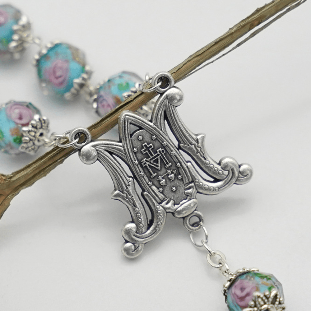 Christianartworkshop Chapelet en perles de cristal émaillé en forme de rose - image 6