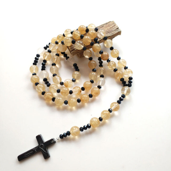 Christianartworkshop Crucifix rond en or 8 mm avec cordon en nylon - image 1