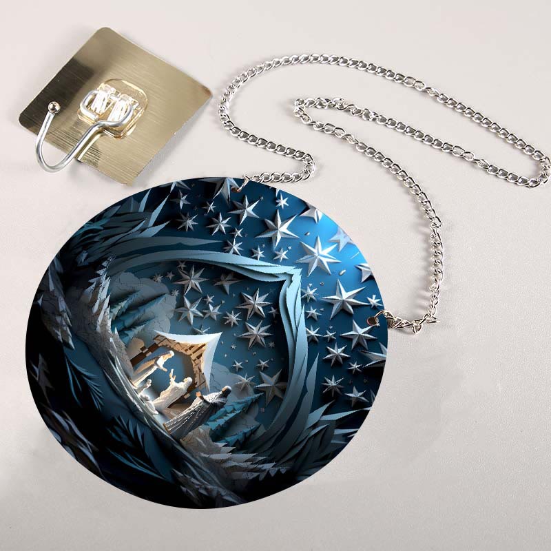 Christianartworkshop Série bleue 10 styles Décorations festives de la Nativité à suspendre H - image 1