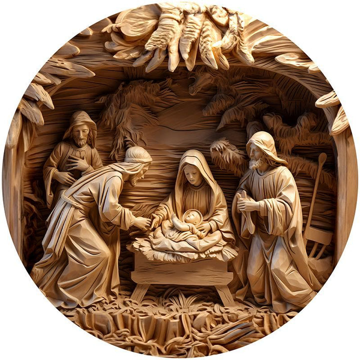 Christianartworkshop Série 8 Styles Marron Crèche Décoration Festive à Suspendre Ornements B - Crèche - image 0