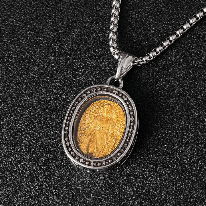 ChristianartworkshopCollier pendentif médaille du Christ en titane - Médaille Miraculeuse - image 0
