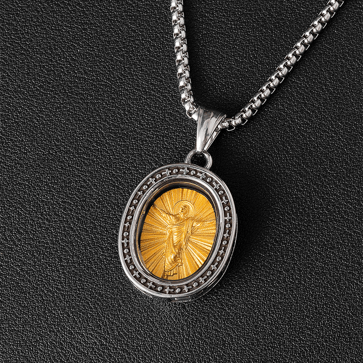 ChristianartworkshopCollier pendentif médaille du Christ en titane - Ascension - image 6