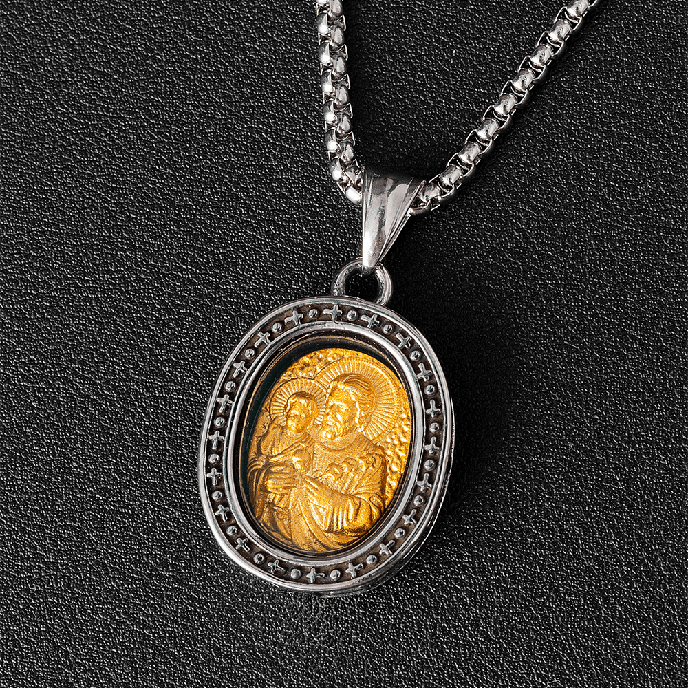ChristianartworkshopCollier pendentif médaille du Christ en titane - Saint Antoine - image 9