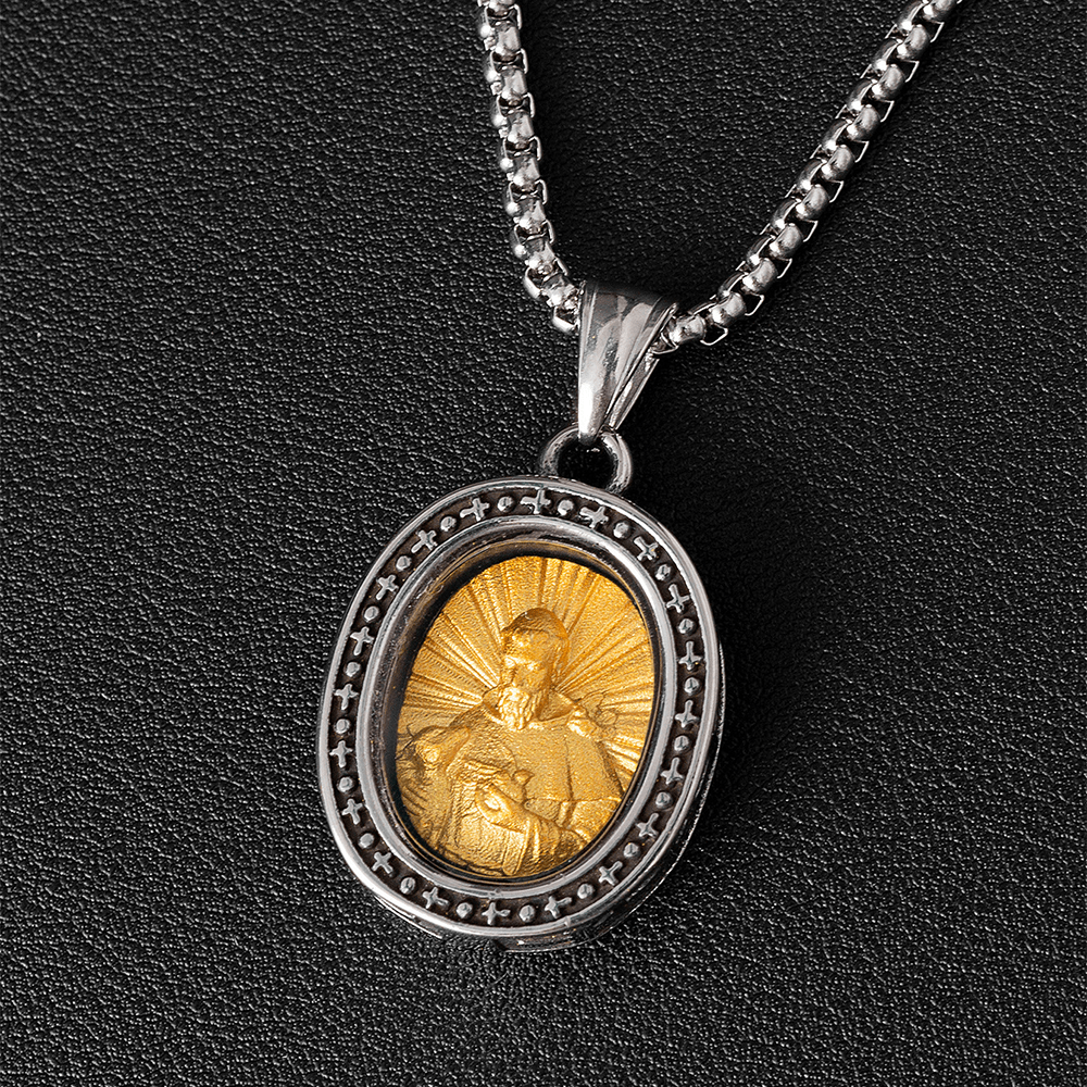 ChristianartworkshopCollier pendentif médaille du Christ en titane - Saint François - image 11