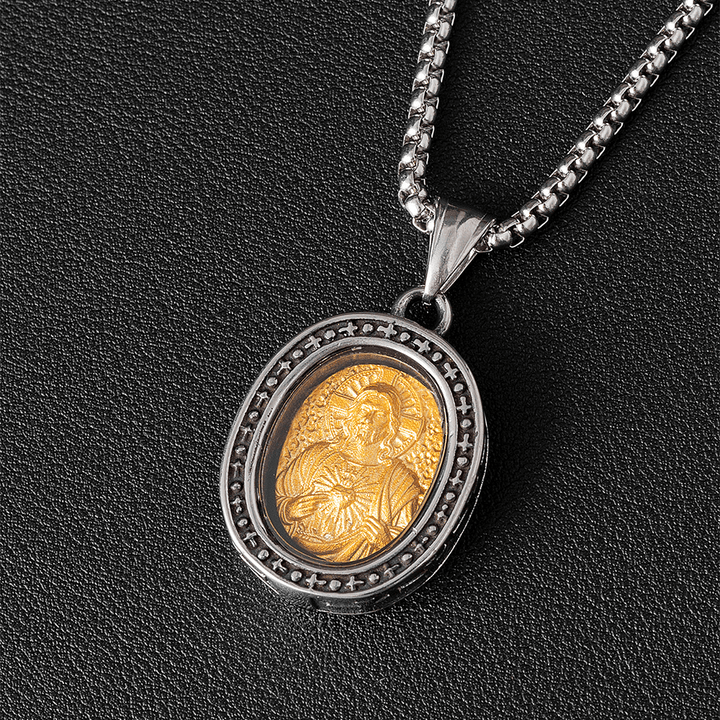 ChristianartworkshopCollier pendentif médaille du Christ en titane - Sacré-Cœur - image 8