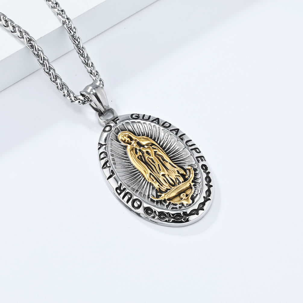 ChristianartworkshopCollier Notre-Dame de Guadalupe en acier inoxydable, 3 couleurs - Argent-or - image 0
