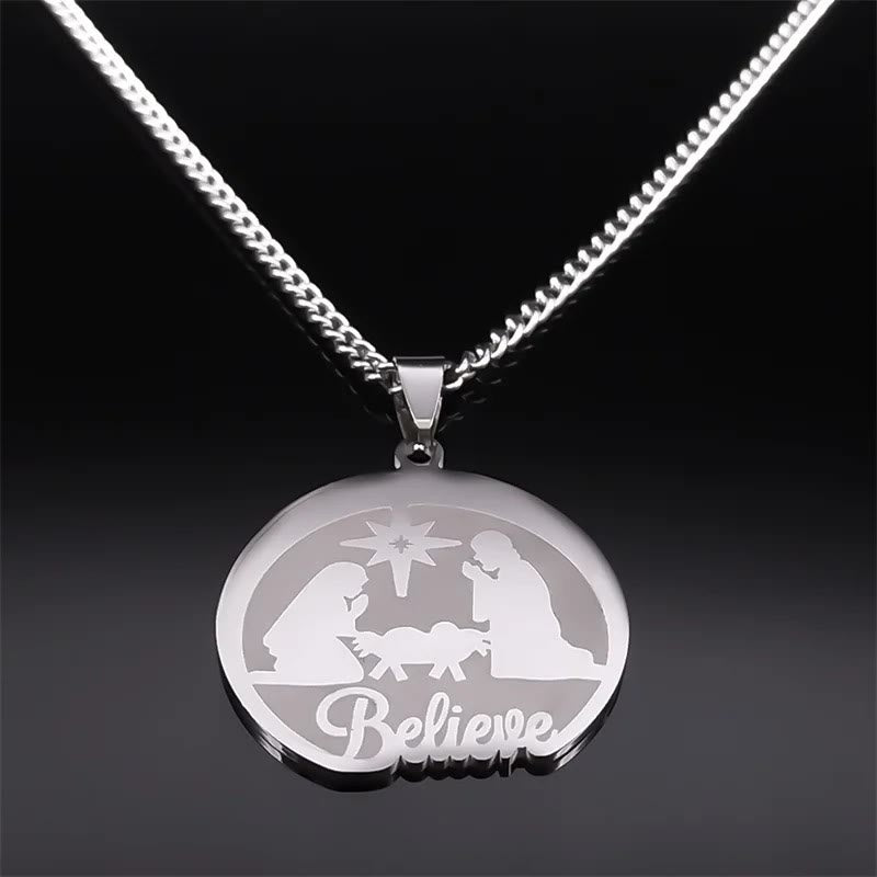Christianartworkshop Collier de Noël en argent avec motif de la Nativité - image 1