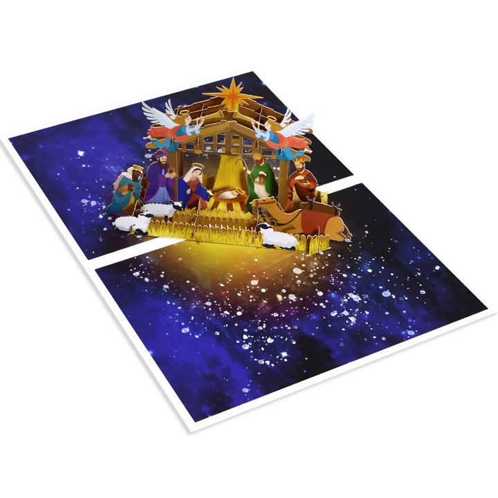 Carte de vœux 3D en papier avec message de bénédiction pour la Nativité et la Nuit Sainte - image 6