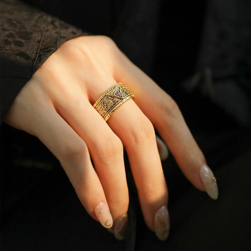 Bague dorée style rétro lourd avec motif œil de Dieu, Christianartworkshop - image 6