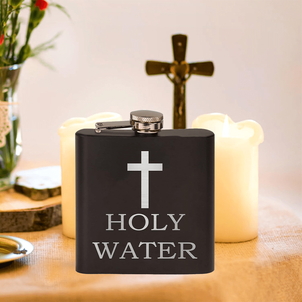 Gourde à alcool portable noire Christian Art pour eau bénite - image 1