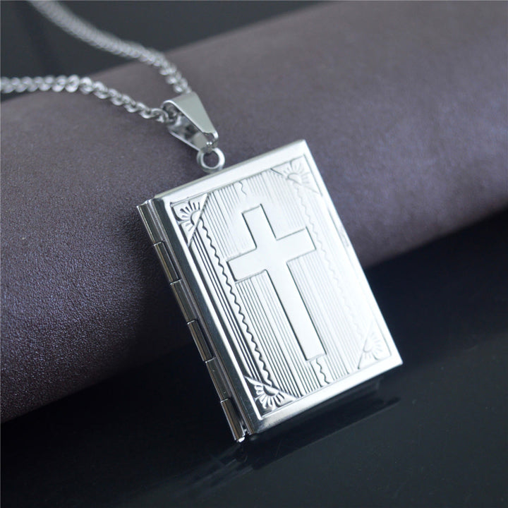 Christianartworkshop Collier pendentif pratique en forme de Bible ouvrable - Argent - image 3