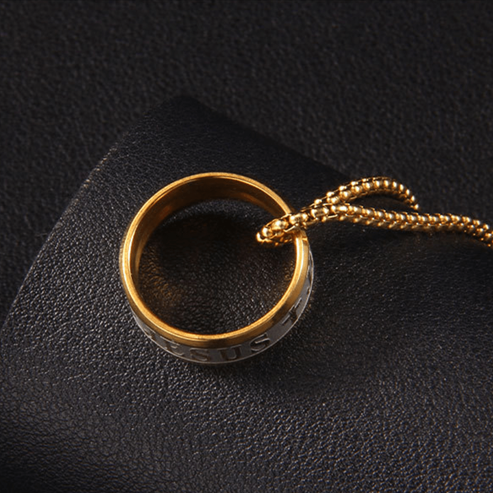 Christianartworkshop Bague et collier combinant une gravure laser « JÉSUS » et un collier chaîne. - image 6