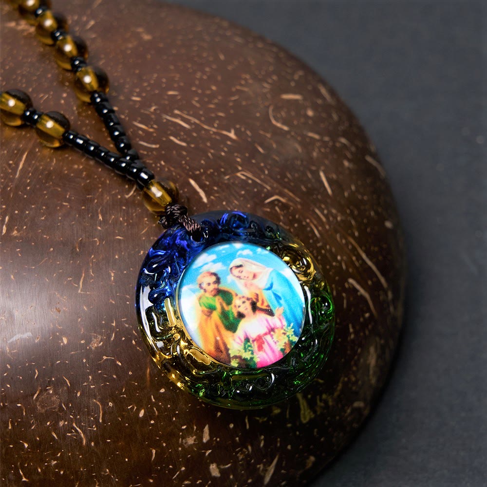ChristianartworkshopCollier de perles marron foncé Sainte Famille - image 4