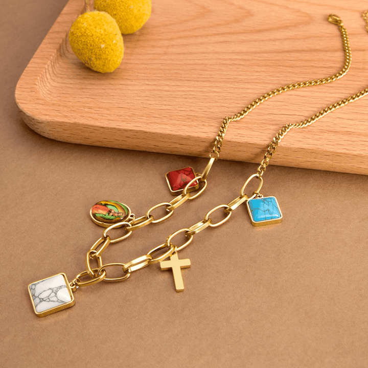 Christianartworkshop Collier ras-de-cou Notre-Dame de Guadalupe turquoise style décontracté - image 2