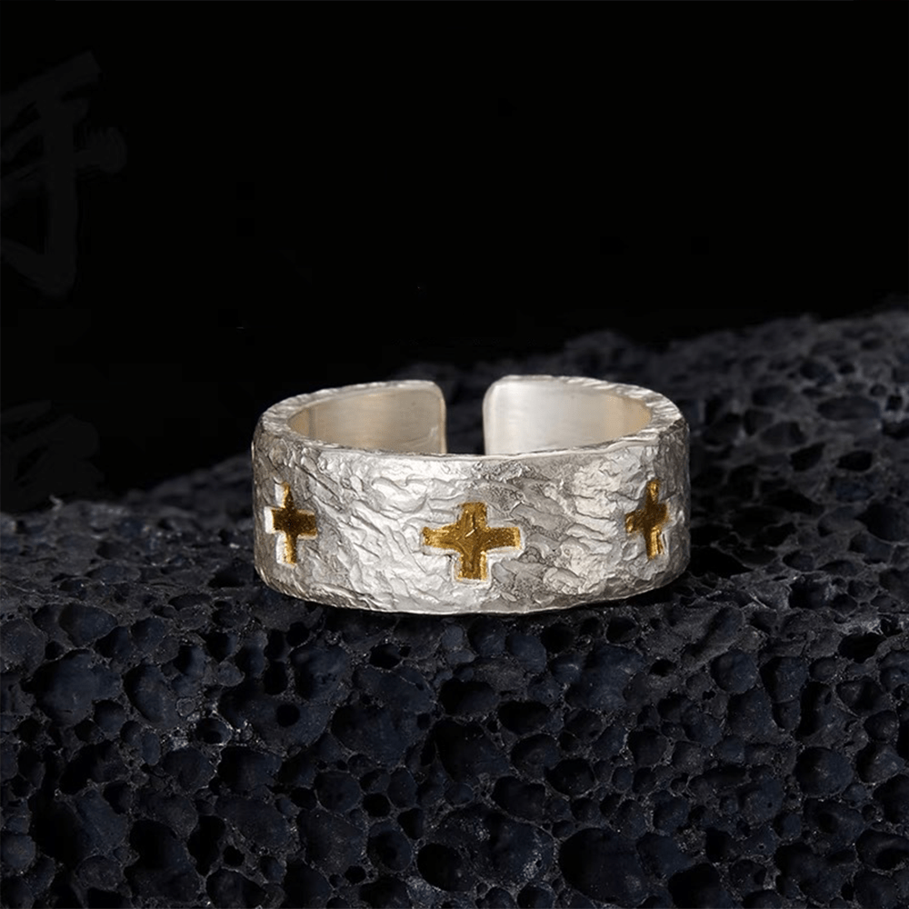 Bague croix minimaliste ajustable en argent sterling Christianartworkshop - Ajustable (Convient aux tailles américaines 6 à 13) - image 0
