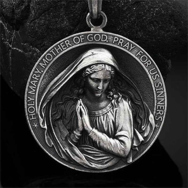 ChristianartworkshopCollier pendentif style rétro Vierge Marie Priez pour nous - image 1