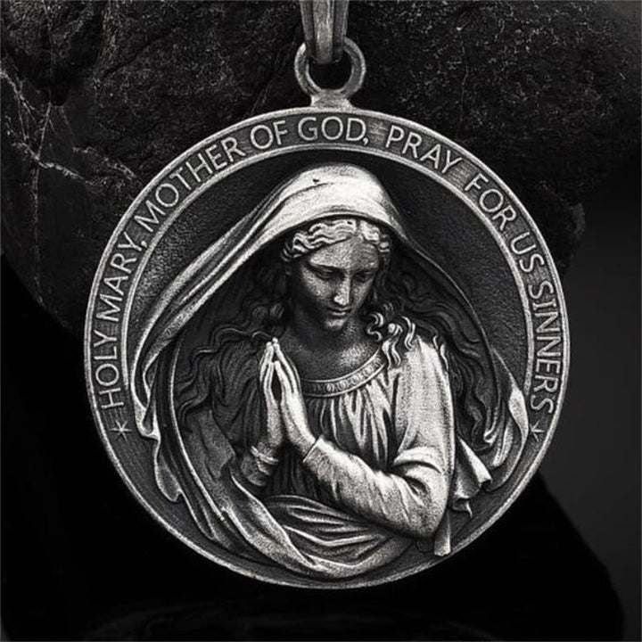ChristianartworkshopCollier pendentif style rétro Vierge Marie Priez pour nous - image 1