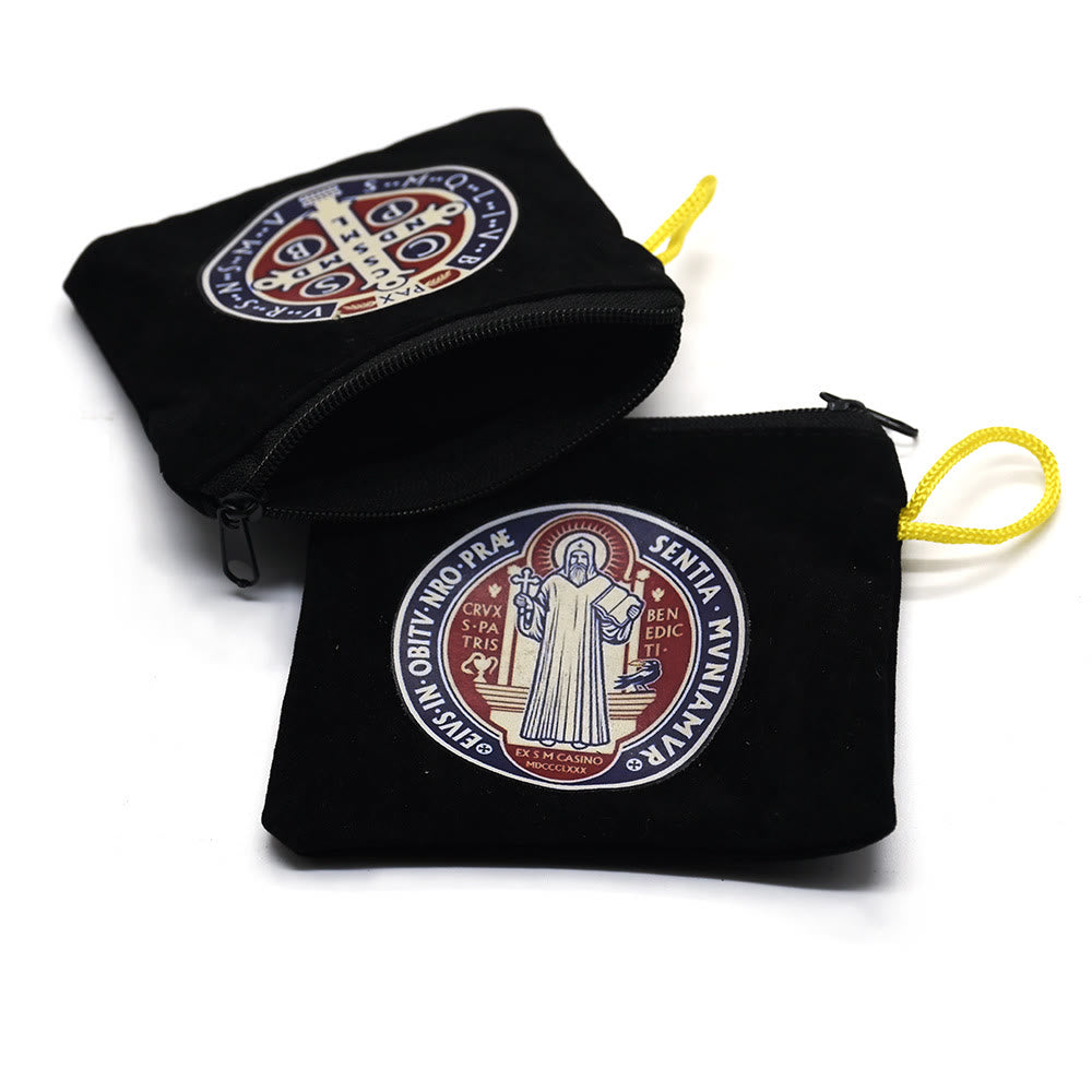 Christianartworkshop Pochette de rangement pour bijoux religieux en velours, style moderne, motif Saint Benoît - image 2