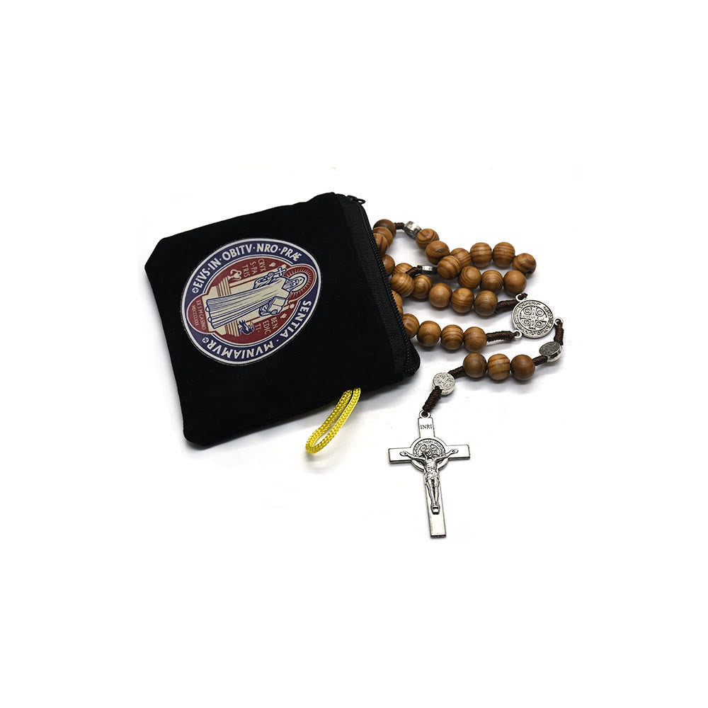 Christianartworkshop Pochette de rangement pour bijoux religieux en velours, style moderne, motif Saint Benoît - image 1