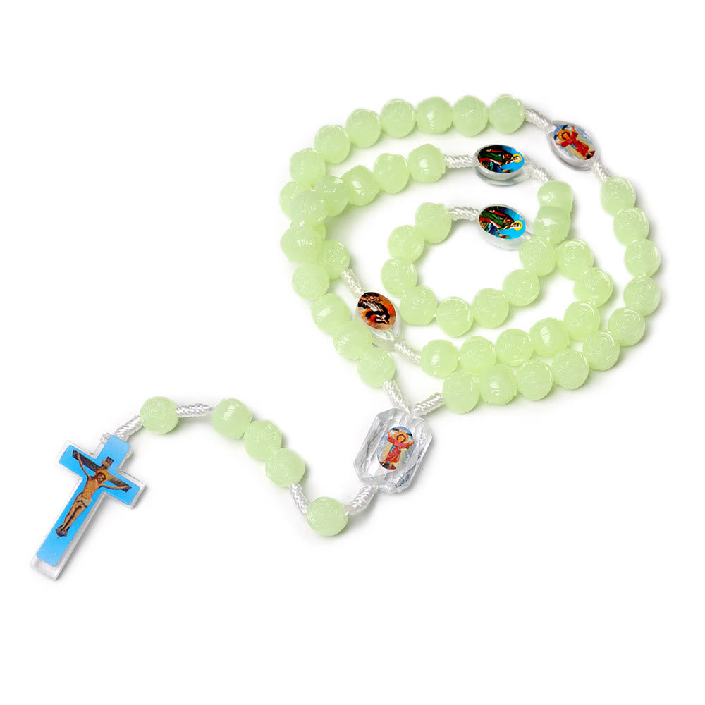 Christianartworkshop Crucifix de 10 mm en résine verte lumineuse avec cordon en nylon - image 1