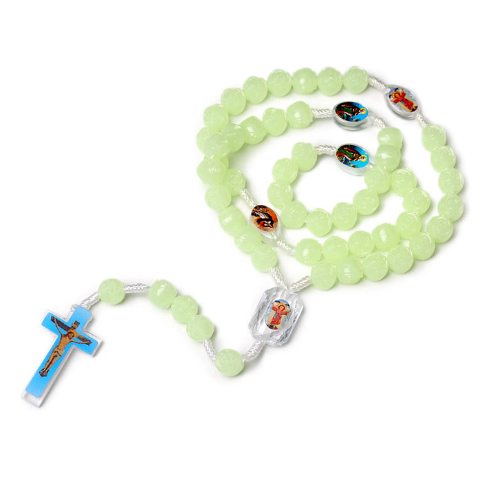 Christianartworkshop Crucifix de 10 mm en résine verte lumineuse avec cordon en nylon - image 1