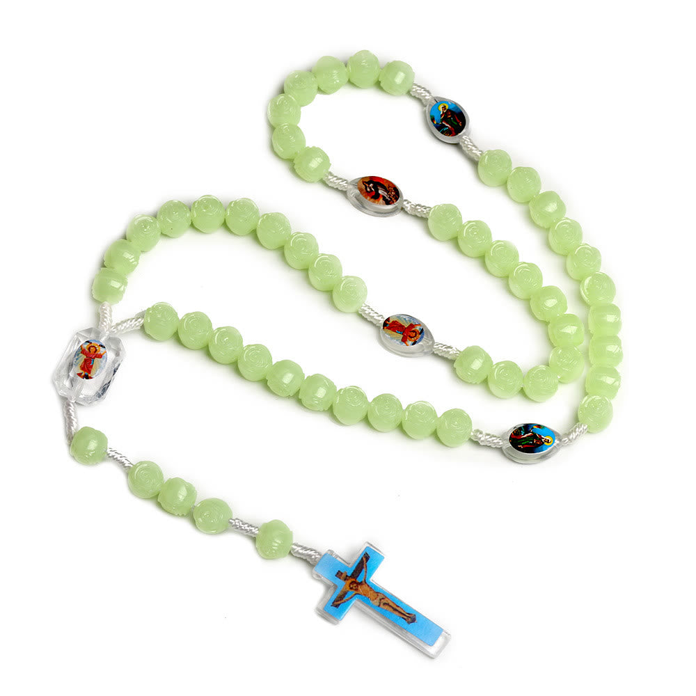 Christianartworkshop Crucifix de 10 mm en résine verte lumineuse avec cordon en nylon - image 4