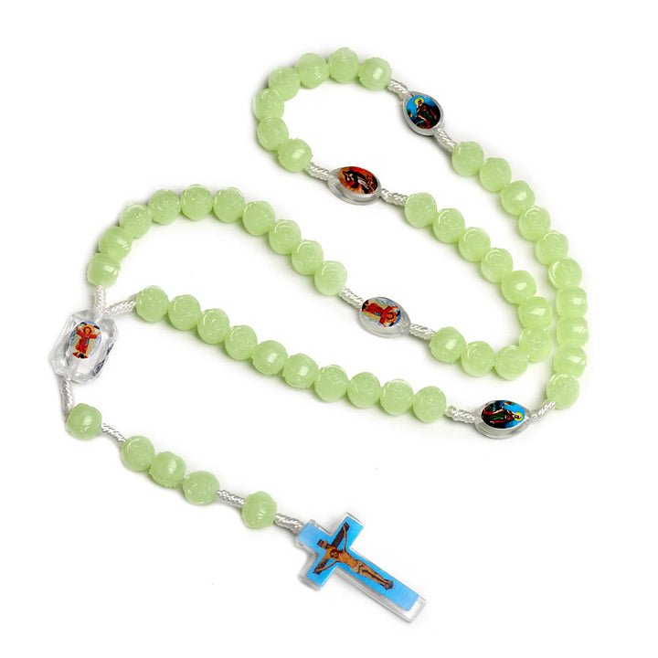 Christianartworkshop Crucifix de 10 mm en résine verte lumineuse avec cordon en nylon - image 4
